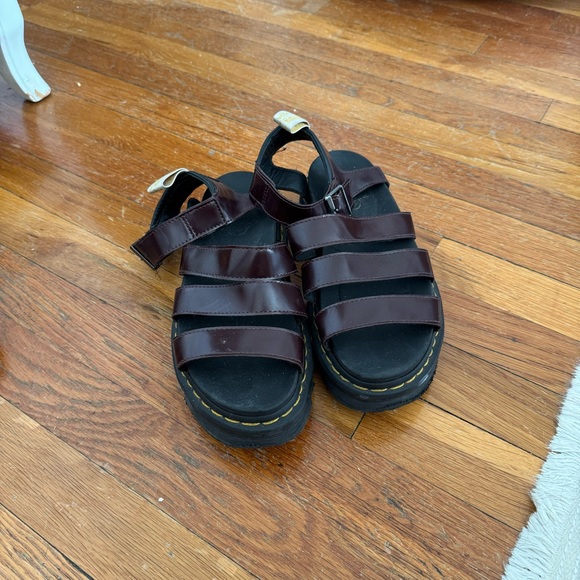 Doc Martens Oxford Rub Off Vegan Blaire Gladiator Sandals - Cherry Red - Picture 3 of 6